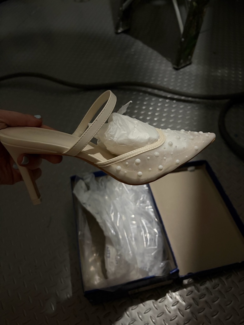 Apt. 9 Ivory Pearl-Studded Pointed-Toe Slingback Heels